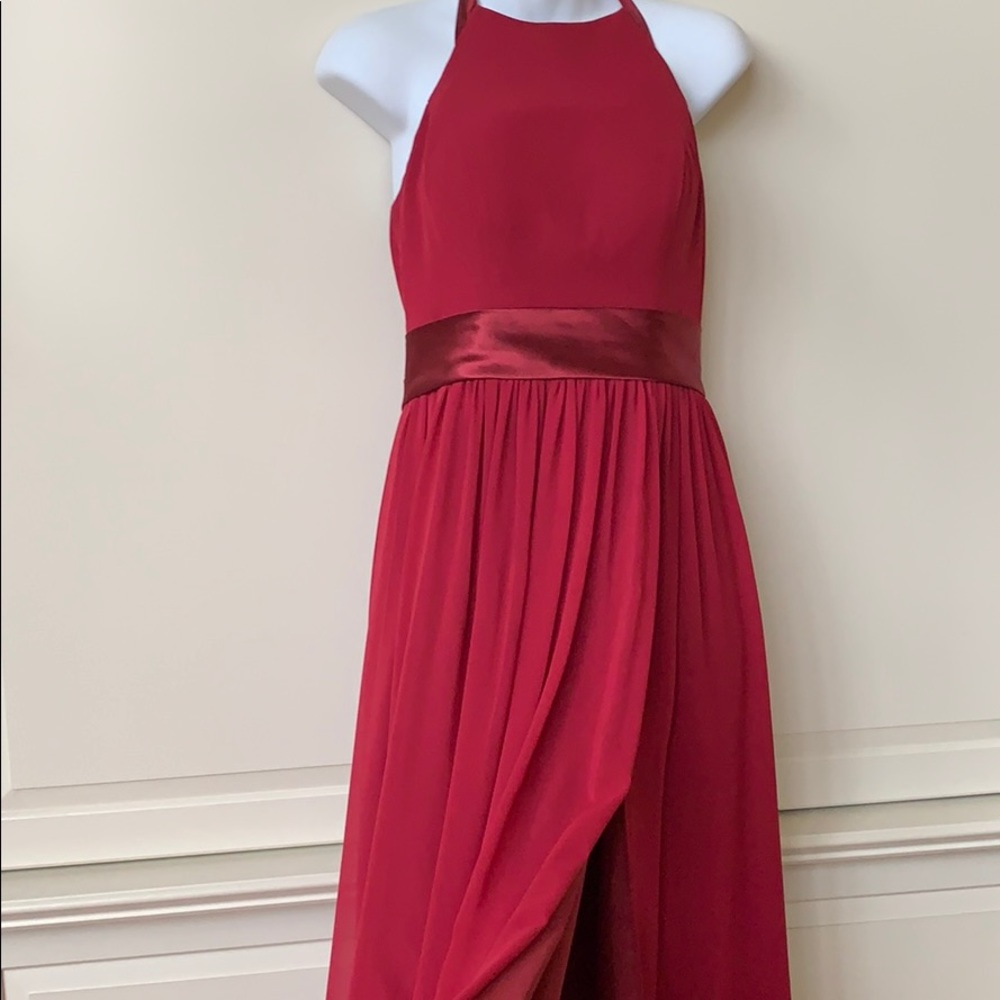 Burgundy Maxi Halter Dress - Picture 3 of 8